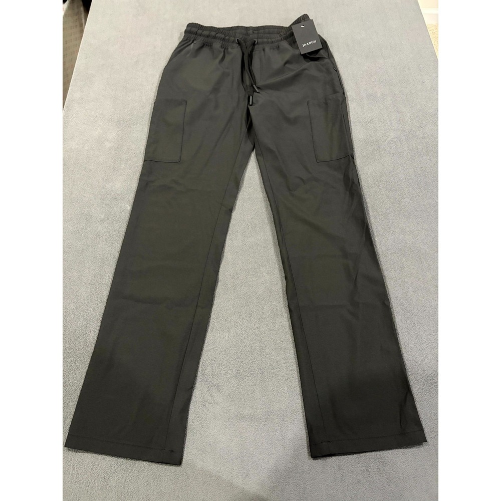 Jaanuu Scrub Pants Mens XS Black Stretch Cargo Pocket Drawstring Waist Workwear